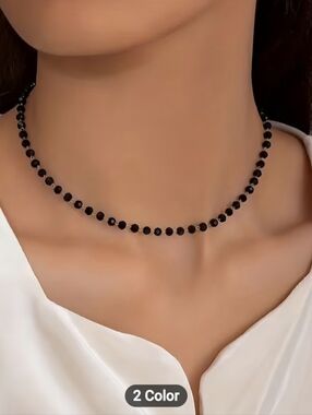 🖤🩶NEW🖤🩶BEAUTIFUL!! Stainless Steel Hardware Black Spinel Clavical Necklace